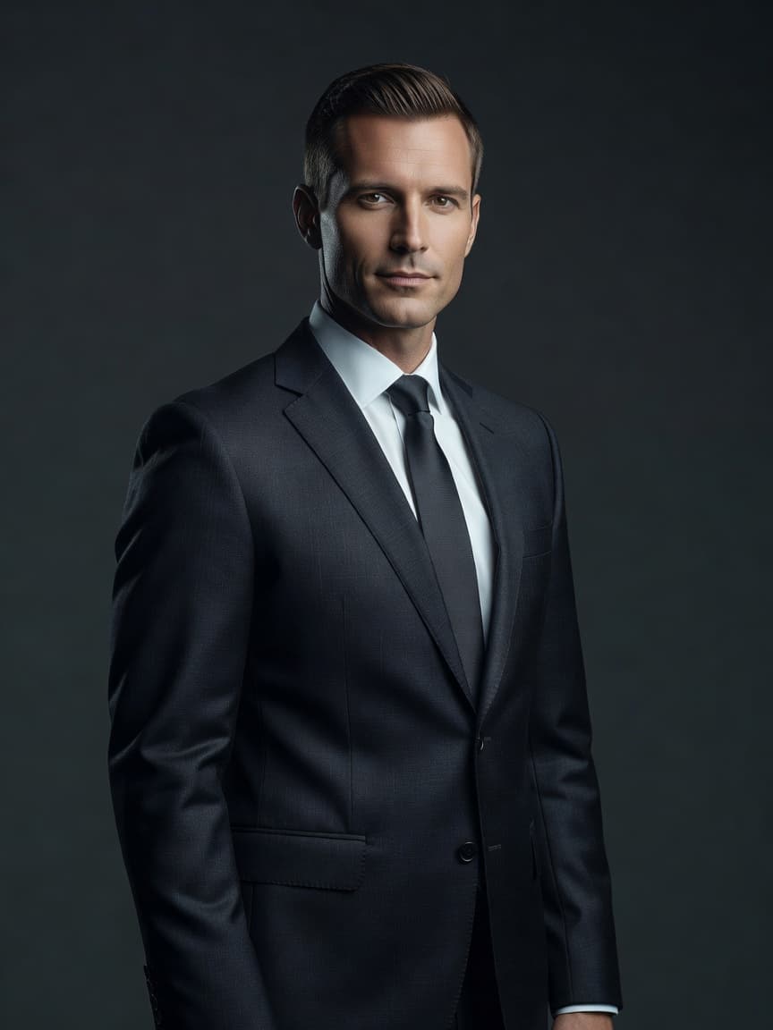 Executive-style professional portrait generated with an AI headshot generator instead of a traditional photographer