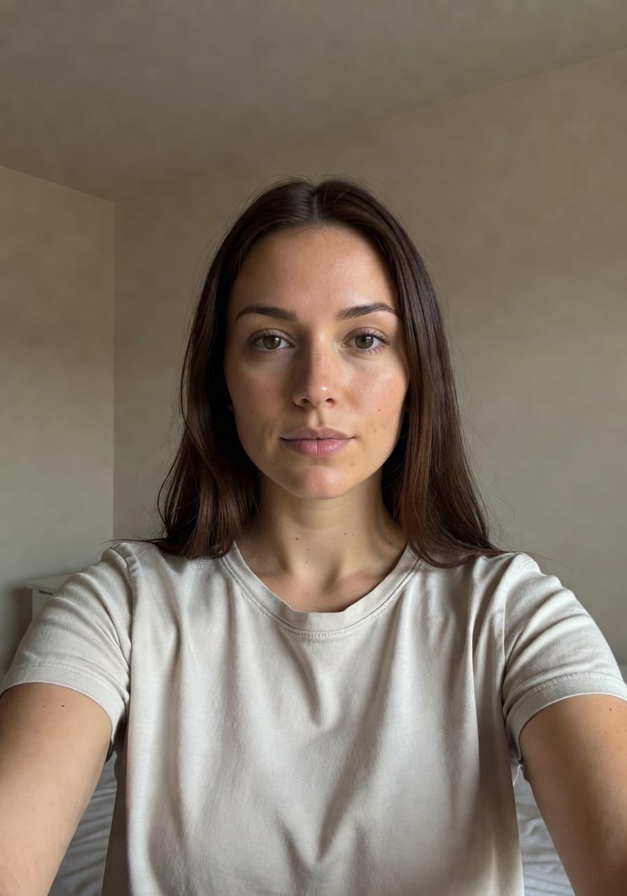 Casual everyday selfie before AI photo studio transformation