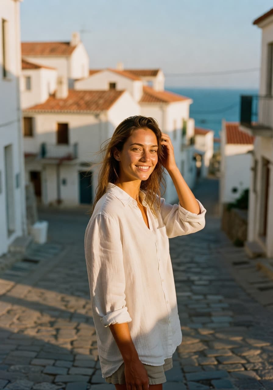 Travel lifestyle AI portrait sample created with SelfAI