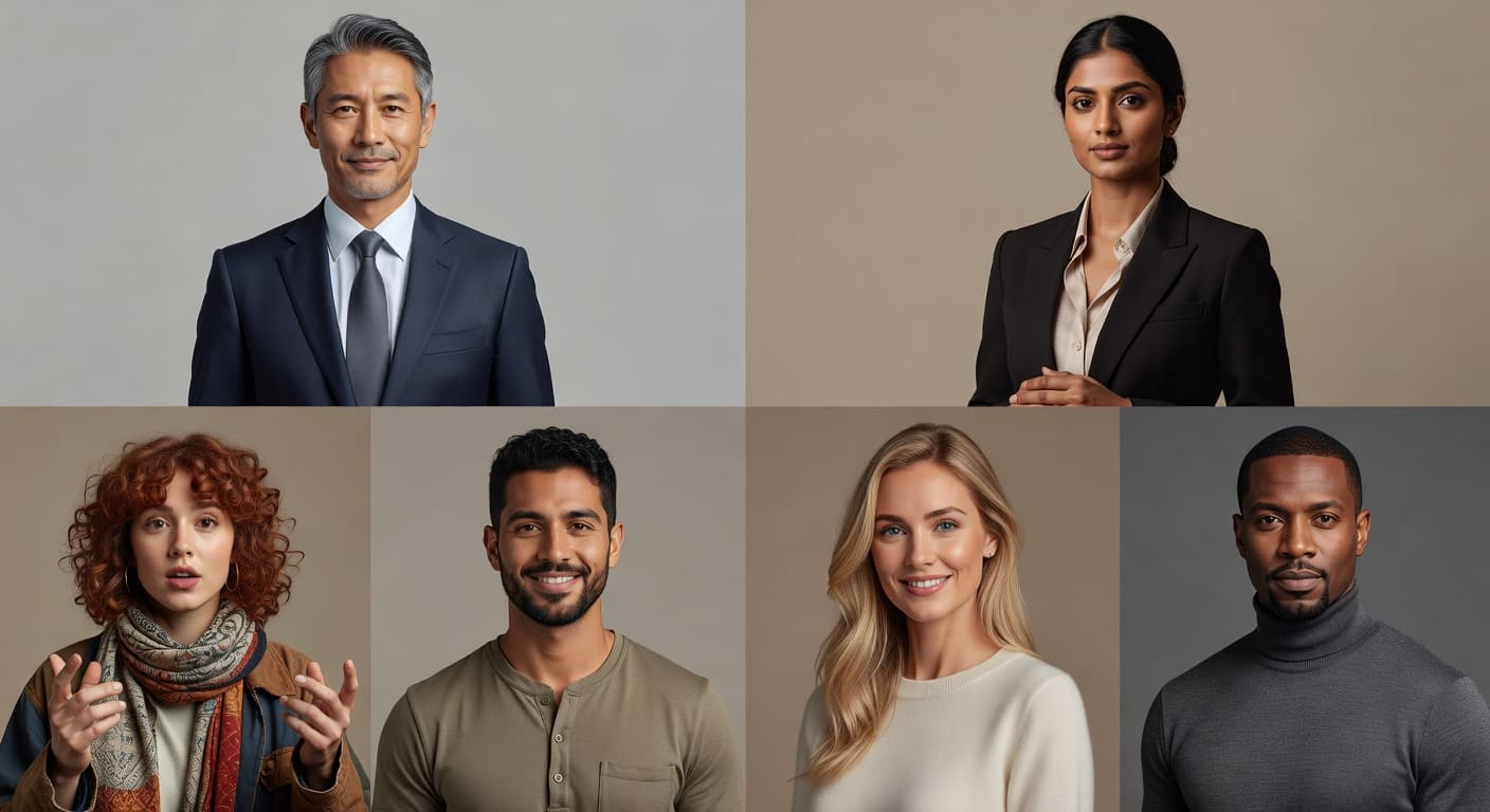 AI photo studio results: LinkedIn headshot, founder portrait, creator profile, business portrait, social profile picture, and personal branding portrait